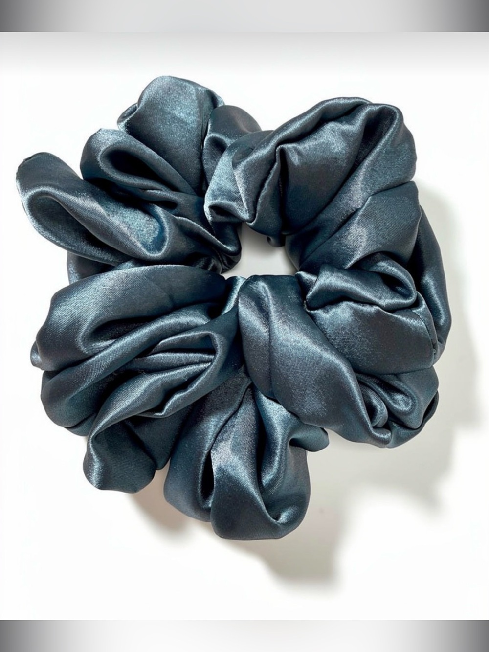 Silky Oversized Hair Scrunchie - navy blue
